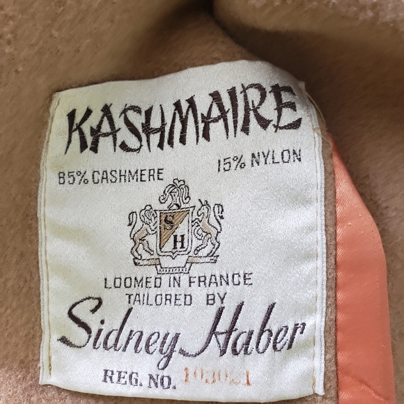 Vintage Sidney Haber Kashmaire 85% Cashmere 15% Nylon Coat Loomed in France Belt - Picture 6 of 6
